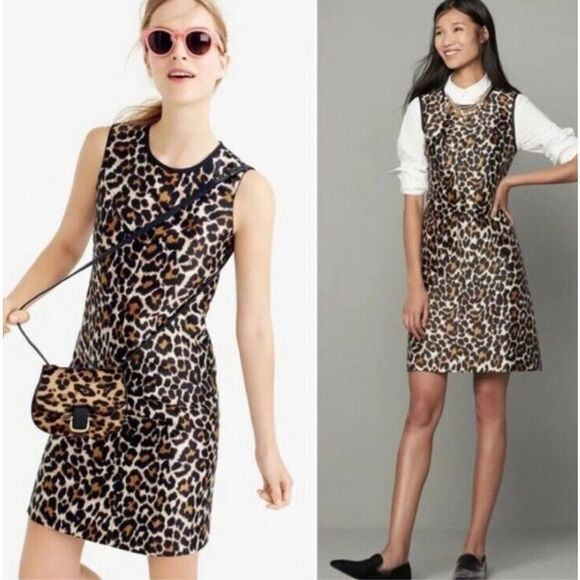 J. Crew Dresses & Skirts - J Crew Leopard Print Back Zip A Line Animal Print Dress Size 2